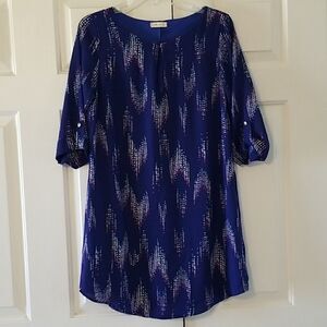 Everly Chevron three-quarter sleeve dress